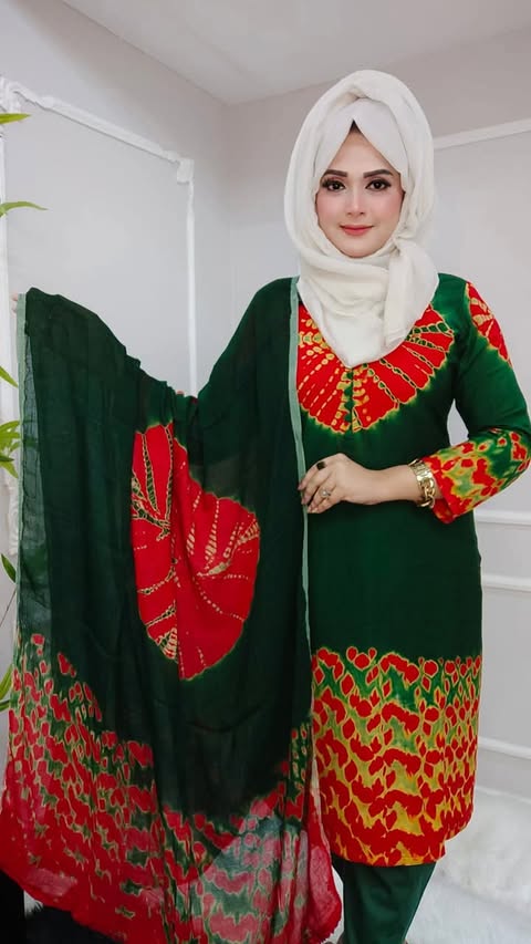 Tie dye ready 2 piece (green red)